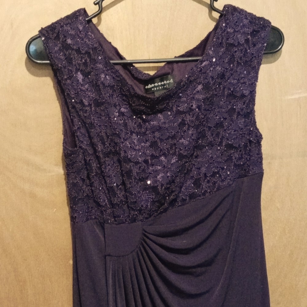 Purple Floor Length Formal Dress Sequins&Lace Sz 6